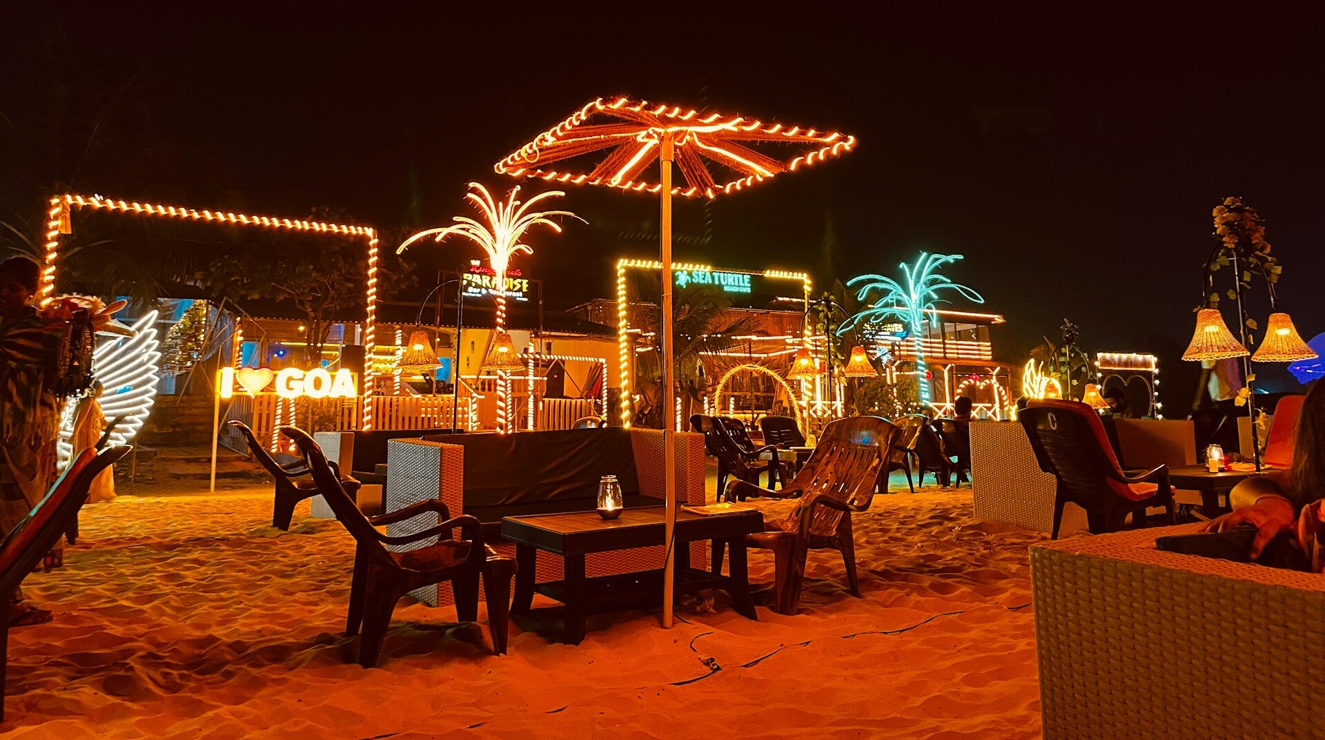 Goa beach at night in December latest image . Goa Night life